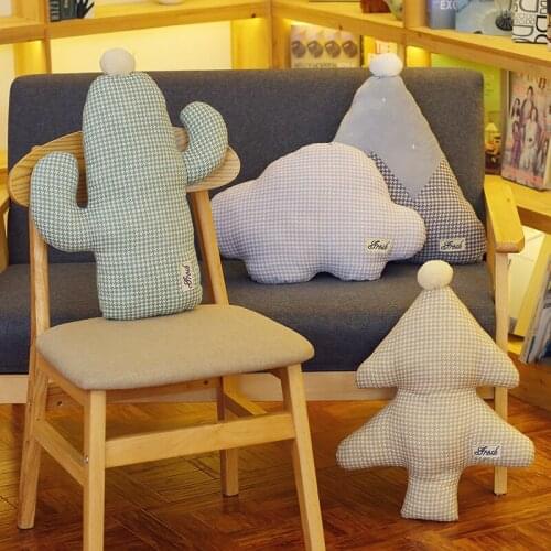 Nordic Style Cloud Cactus Tree Mountain Cushion Soft Pillow Plush Toy Creative Chair Cushion Stuffed Baby Gift House Decor