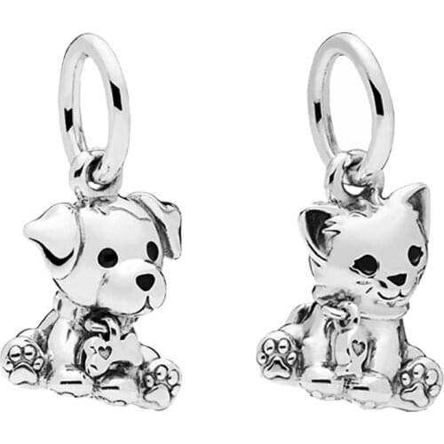 Cute Dog S925 Silver Charm European Pendant Bead FOR Original Charm Silver Bracelet Trinket Jewelry Lady Women Girl Gift