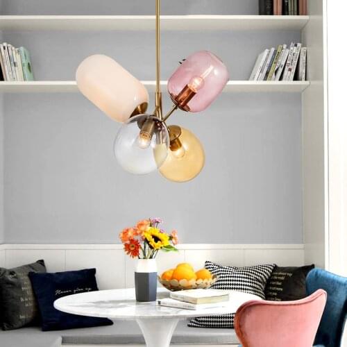 Nordic pendant Lights Postmodern Colorful Glass Hanging Lamps For Living Room Bedroom Dining Room Home Decor E27 Led Hanglamp