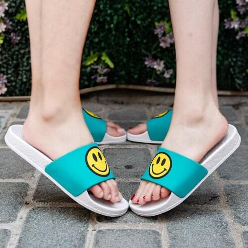 ZEEKSON Mens Flip-flop Sandals Outdoor Couple Smiley Slippers Home Non-slip Beach Sandals and Slippers Trend Soft Bottom Shoes