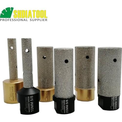 DIATOOL 1pc Dia 10/20/25mm Vacuum Brazed Diamond finger bits With 5/8-11 or M14 Thread Enlarge shape round bevel existing hole