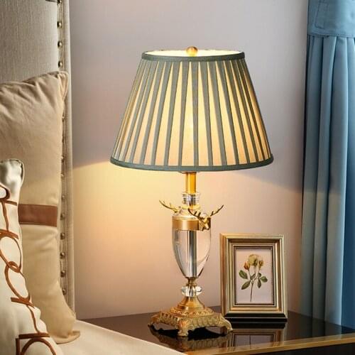 SAROK Crystal Table Lamp Luxury Copper LED Desk Beside Lamp Home Decoration for Foyer Bed Room Office Hotel