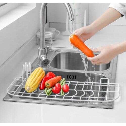 Drain Rack Kitchen Accessories Iron Dish Drainer Tray Large Sink Drying Rack Worktop Organizer Drying Rack for Dishes Tableware