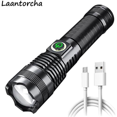 High power led flashlights Waterproof Zoom Ultra Bright torch USB Rechargeable Powerful flashlight Outdoor Camping Led flashligh
