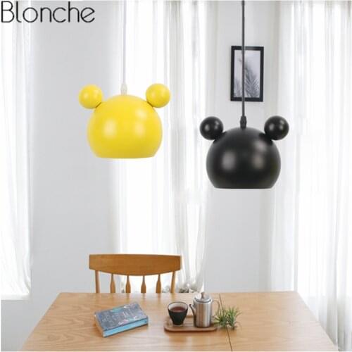Nordic Mickey Led Pendant Lights Modern Hanging Lamp for Childrens Room Kids Bedroom Light Fixture Home Loft Decor Luminaire