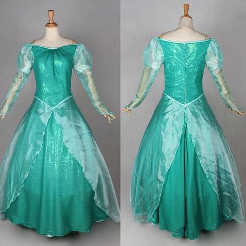 Cartoon Mermaid Princess Ariel Dance Dress Fantasy Halloween Party Cosplay Costume Adult Women Party Gown