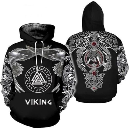 Viking Tattoo Hoodies Sweatshirt Cosplay Adult Men Women 3D Hood Hoodie Thin Sweatshirts Pullover