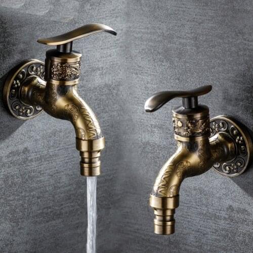 Vintage Faucet Brass Outdoor Garden Tap Dragon Carving Spigot Antique Faucet G1/2 Wall Mount Faucet Washing Machine Taps