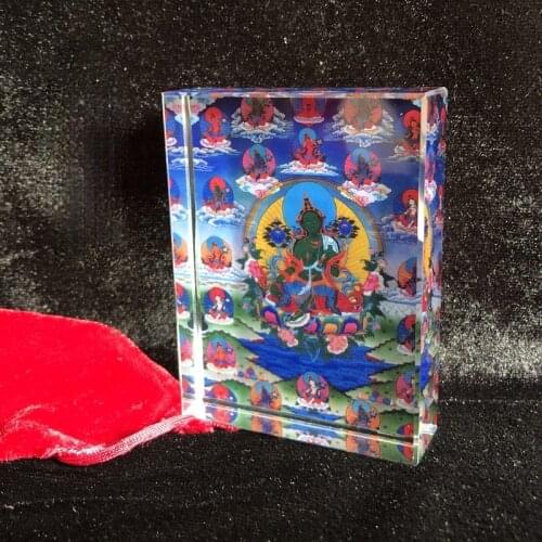 Green Tara Tibetan Tangka Painting Crystal Ornament 21 Tara Buddhism Home Office Decoration Feng Shui Cure Housewarming Gift