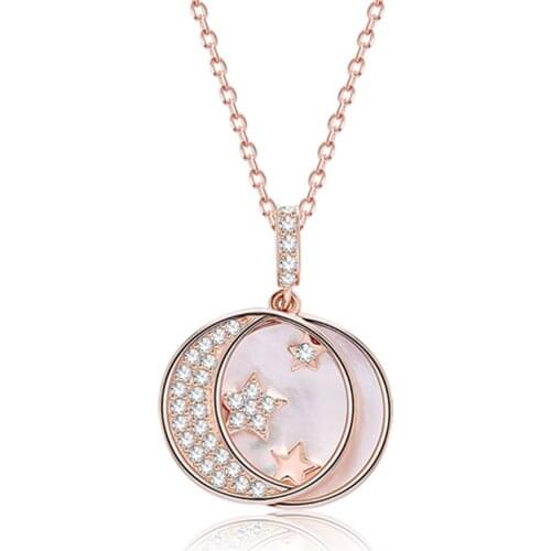 ZEMIOR 925 Sterling Silver Pendant Necklace For Women The Exquisite Stars And Moon Necklaces Party Fine Jewelry New Arrival