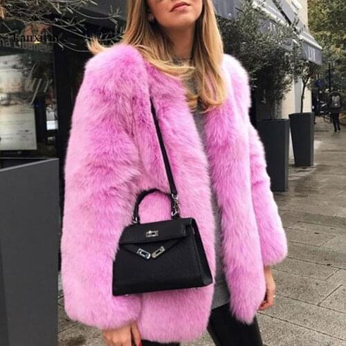 6 Colors Faux Fur Coat Warm Long Sleeve Women Sexy Celebrity Elegant Christmas Nightclub Evening Party Lady Coat Wholesale