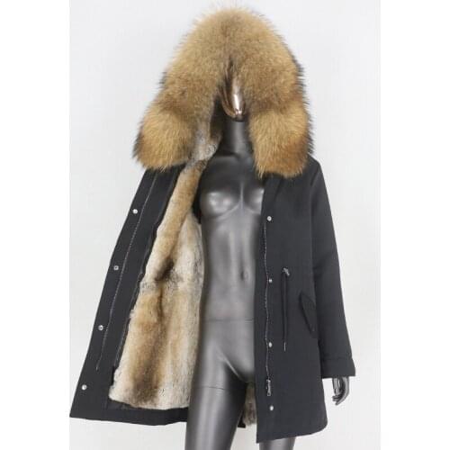 BLUENESSFAIR 2020 Waterproof Parka Real Rabbit Fur Liner Coat Winter Jacket Women Natural Raccoon Fox Fur Collar Hood Detachable