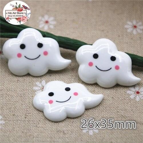 10pcs white smile cloud Resin Flackback Cabochon Art Supply Decoration Charm DIY accessories small craft
