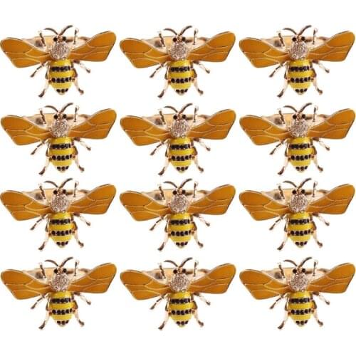 12PCS Bee Design Metal Napkin Ring Towel Buckle Bee Napkin Holder Wedding Party Holiday Hotel Table Decoration