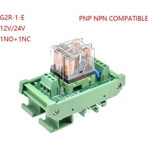 2 Channels 1 SPDT DIN Rail Mount OMRON G2R-1-E 16A 12V 24V DC Interface Relay Module PNP NPN compatible