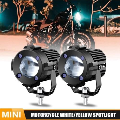 2PCS Motorcycle LED Headlight White and Yellow Double Color Spotlight Working Fog Light for Car, Motorcycle, Truck