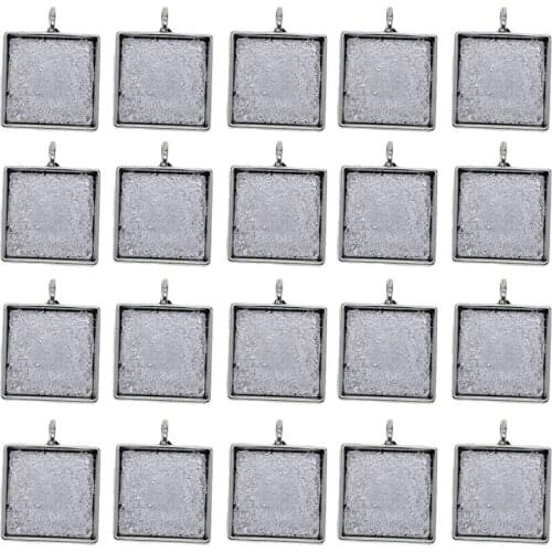 20Pcs Metal Pendant Trays Cabochon Settings Bezel Pendant Blanks for DIY Crafting Photo Jewelry Making 20mm