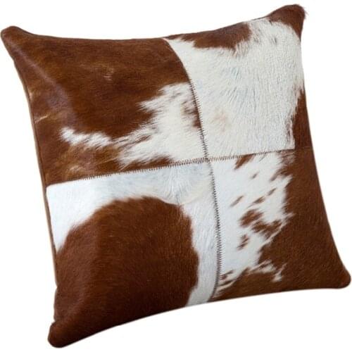 45cm/50cm/60cm White and brown natural leather cowhide Pillowcase Cushion, custom size