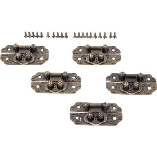 5Pcs 25*48mm Antique Bronze Box Hasps Iron Lock Catch Latches for Jewelry Box Suitcase Buckle Clip Clasp Furniture Hardware