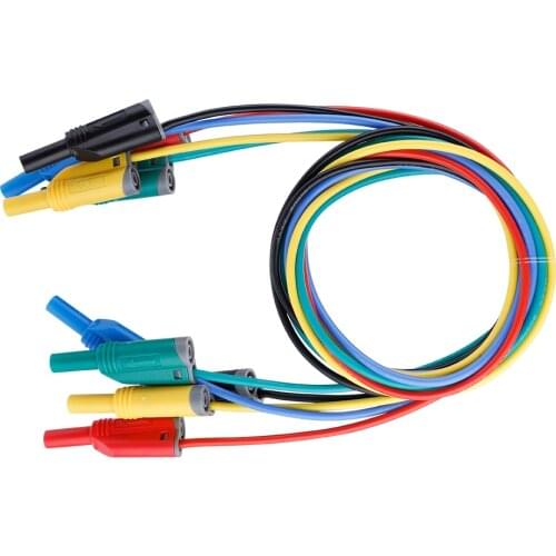 5pcs/Lot P1050-1 Durable 4mm Banana Plug Safety Soft Silicone Wire Stack Test Lead 14AWG for Multimeter Power Cables Wholesale