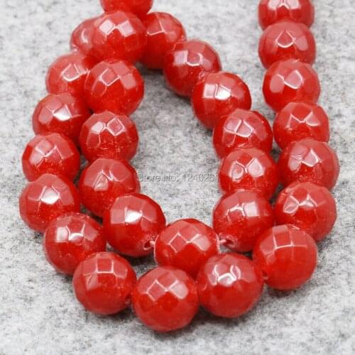 6mm 8mm 12mm Wholesale Faceted Red Chalcedony Round Beads Accessory Part Women Girls Gift DIY Stone 15inch Jewelry Making Design