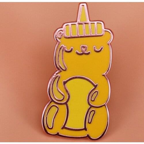 Honey bear enamel pin cute animal badge rose gold honey bottle brooch bee art jewelry sweet gift women shirt hat accessories