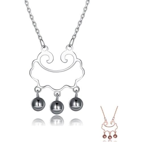 ZEMIOR Necklaces For Women 925 Sterling Silver Lucky Cloud Lock Bells Pendant Simple Trendy Choker Necklace Fine Silver Jewelry