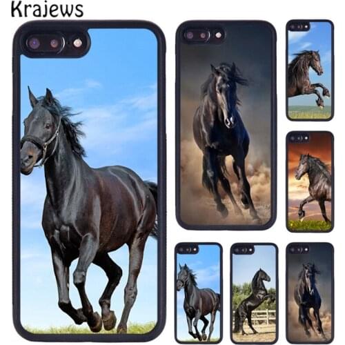 Krajews Black Strong Beauty Horse Stallion Phone Case For iPhone 5 6S 7 8 Plus 11 12 Pro X XR XS Max Samsung Galaxy S7 S8 S9 S10
