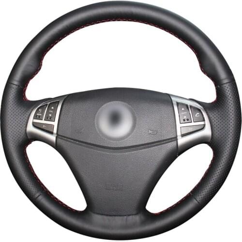 Black Genuine Leather Car Steering Wheel Covers for Ssangyong Korando 2011-2014