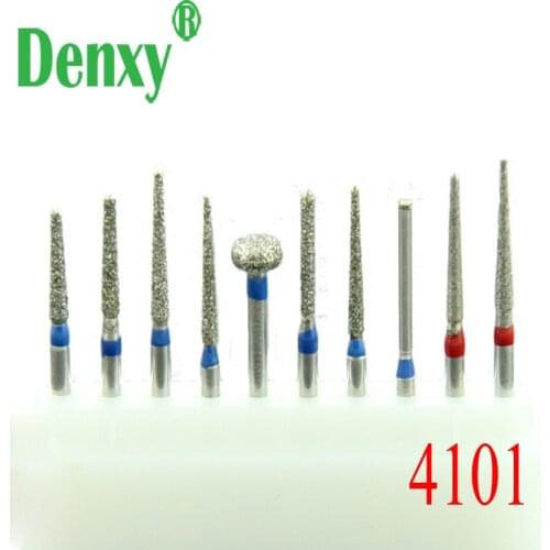 Denxy 20pcs/lot #4101 Dental bur kit Diamond Bur Drill Crown and bridge Preparation posterior Teeth Dental Handpiece Dental Lab