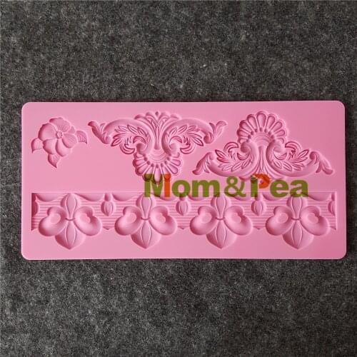 Mom&Pea GX173 Free Shipping Flower Lace Mold Cake Decoration Fondant Cake 3D Mold Food Grade Silicone Mould