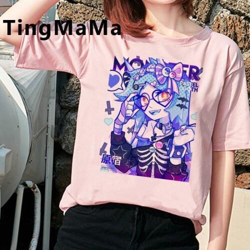 Japanese Anime Harajuku E-girls Punk clothes top tees female streetwear couple clothes harajuku kawaii grunge t-shirt aesthetic
