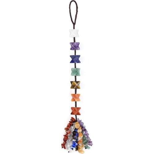 FYSL Handmade Weave Layer Lucky Star Many Colors Quartz Stone Pendant with Tassels Healing Chakra Jewelry