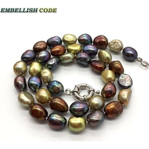 Selling well Hong Kong Peacock blue brown yellow wonderful baroque Irregular pearls natural freshwater pearl choker necklace