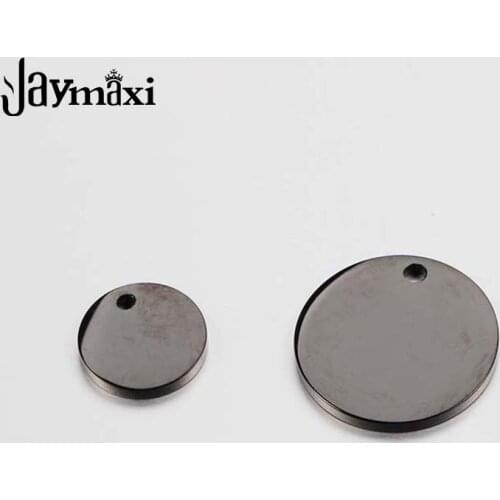 Jaymaxi Black Color Round Charms Mirror Polished Stainless Steel DIY Jewelry Making for Necklace Bracelet 20Pieces/lot