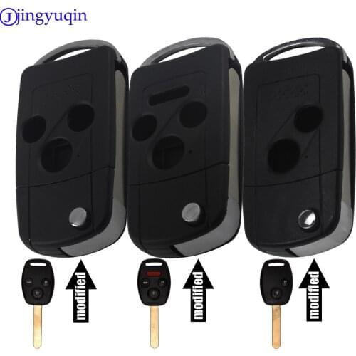 Jingyuqin 2 3 4 Buttons Refit Remote Flip Car Key Shell Case Fob Entry For Honda Accord Civic Pilot 3 Button +Panic