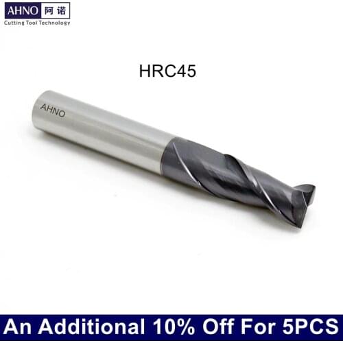 AHNO Carbide Endmill 2 flutes Bits CNC 1mm 2mm 3mm 4mm 5mm 6mm 8mm 10mm 12mm 14mm 16mm 18mm 20mm 100% Factory Outlets HRC45