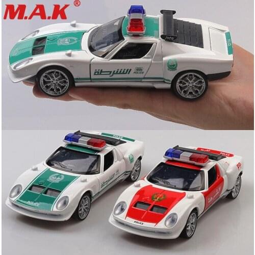 Classic car model toys 1:32 scale diecast Dubai police sports car metal model toy pull back with sound light door can open