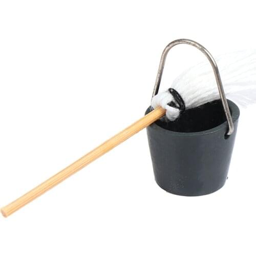 Classic 1:12 Dollhouse Miniature Resin Kitchen Garden Mop Bucket Pretend Play Furniture Cute Toys Creative Gifts Presents