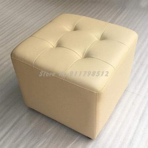 Leather Pier Sofa Stool Foot Stool Shoe Changing Stool Home Coffee Table Stool Door Shoe Stool Leather Stool Living Room Square
