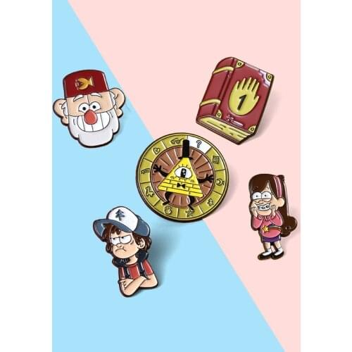 Creative Fun Cartoon Film and Television Characters Girls Avatars Enamel Brooches Round Books Alloy Pins Punk Jewelry Gifts