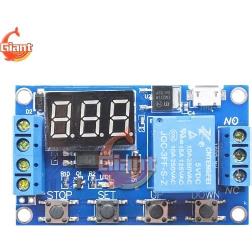 Mini USB 5V LED Digital Display Automatic Delay Timer Control Switch Time Delay Relay Module Optocoupler Isolation Data Saved