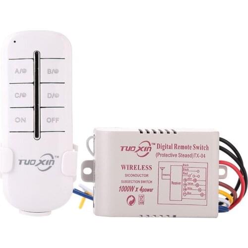 Wall Switch Transmitter Receiver Digital Lamp Light Switch Remote Control ON/OFF Channel 4 Wireless Way