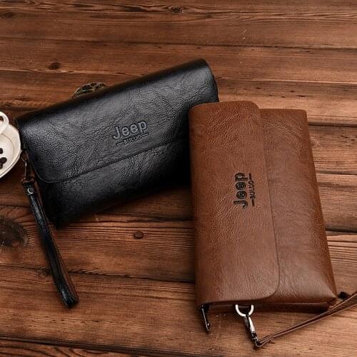2021 New Mens Hand Bag Large Capacity Multifunction Phone Pocket Long Wallet Casual Brand Design Leather Money Purses Male Bag