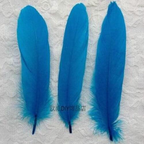 Wholesale Quality 100Pcs/lot Beautiful Lake blue Goose Feather 15-20cm Decorative Feathers For Craft Fashion DIY