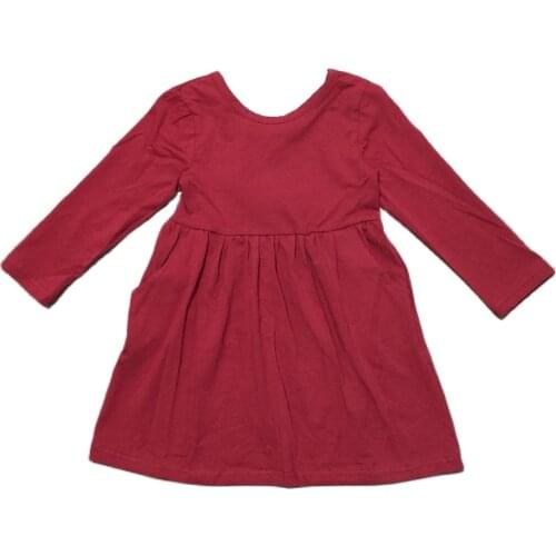 Girlymax Fall/winter Olive Wine Baby Girls Chlidren Clothes Solid Color Dress Knee Length Kids Clothing