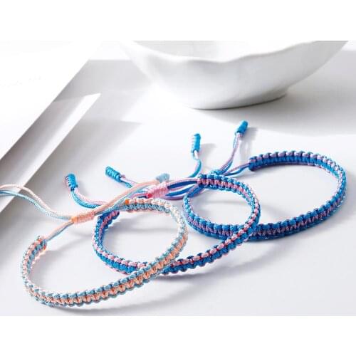 Handmade Knots Braided Bracelets Charm Tibetan Purple Color Rope Bangles For Women Men Adjustable Best Friend Jewelry Gifts