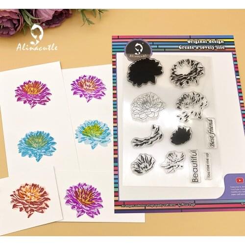 Alinacutle Clear Stamp Layered Flower Set Scrapbooking Handmade Card Album Paper Craft Rubber Transparent Silicon Stamps