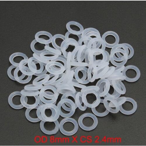 OD 8mm x CS 2.4mm silicone rubber oring gaskets o-ring set rubber o rings