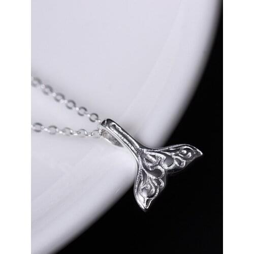 Fish tail Mermaid women 100% 925 Sterling silver nacklace Jewellery Clavicle chain pendant charms